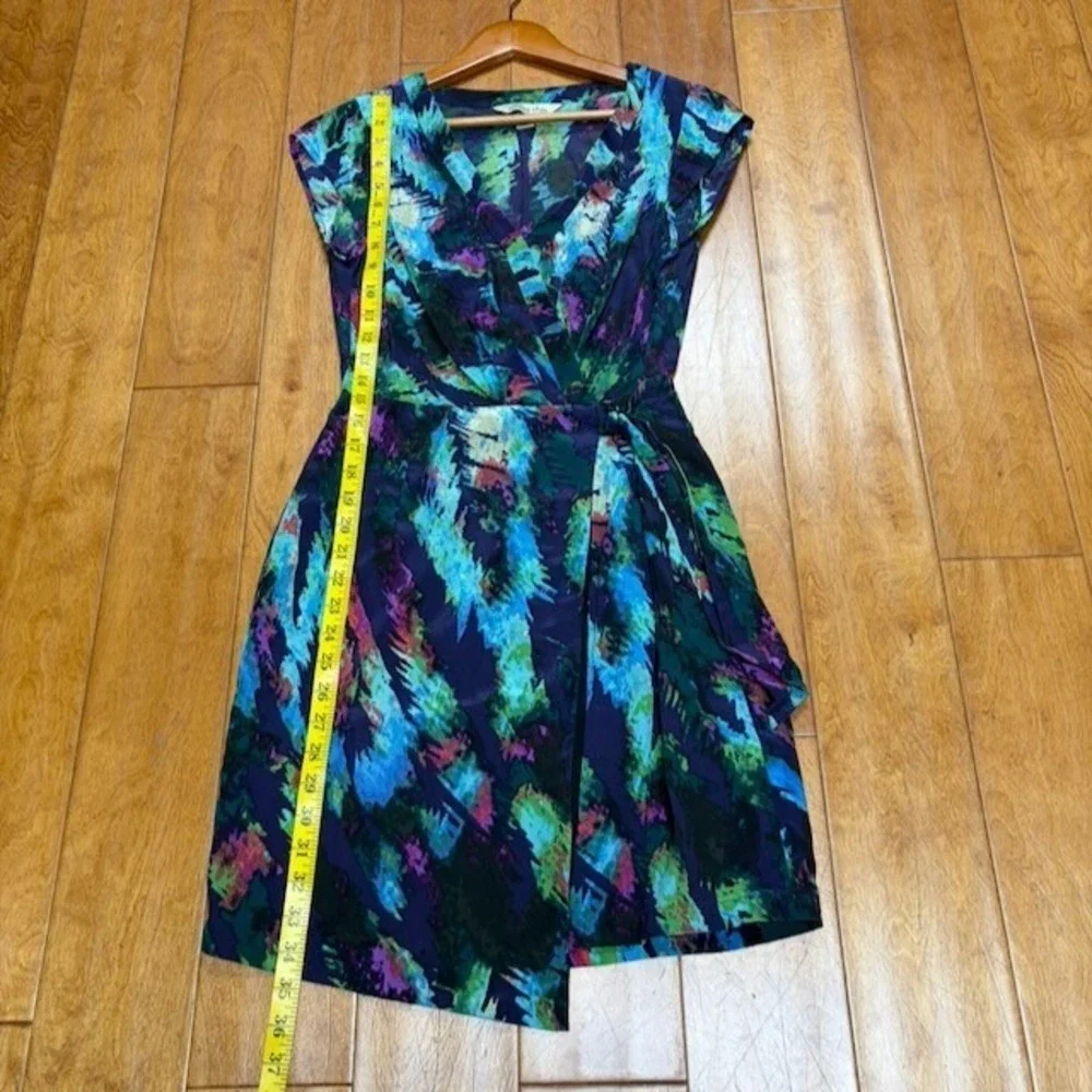 Presley Skye Womens Silk Artsy Wrap‎ Dress Size Petite S Career Work Watercolors